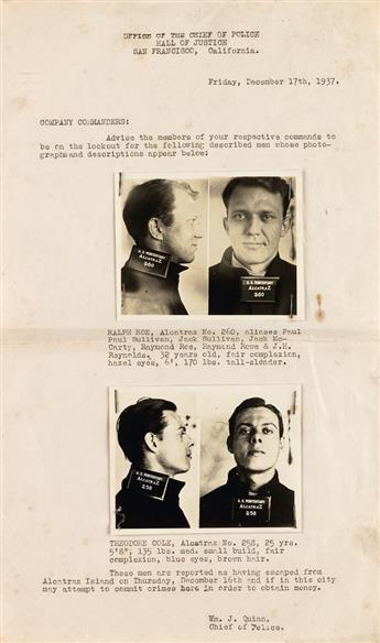 (CRIME--ALCATRAZ) Pair of mugshots of the most famous criminals to escape from Alcatraz,